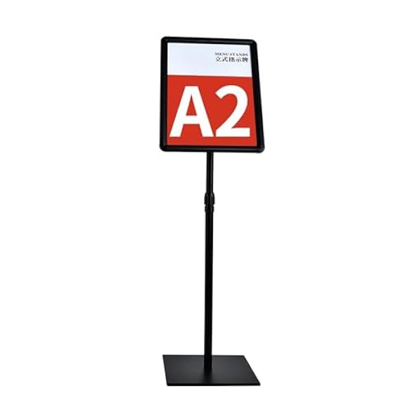 Verstelbare bordstandaard ferrolegering postermenustandaard vloerstaande bordhouder voor poster, menu, advertenties, verkoop, mededelingenstandaard, bewegwijzering displaystandaard (zwart) A2